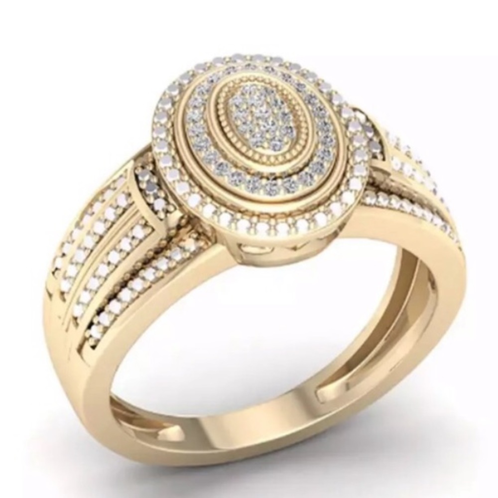 NEW Round Full Rhinestones Engagement Ring